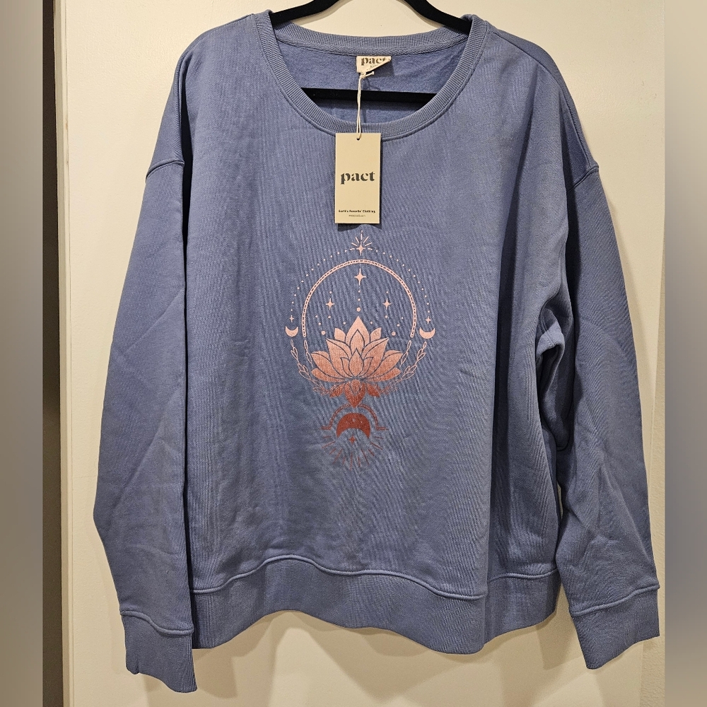 Pact Ombre Lotus Slouchy Crewneck Sweatshirt Organic Cotton 2X - Picture 2 of 7